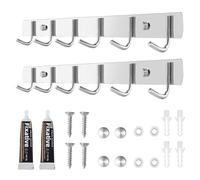 Naapesi 2 Piezas Percheros de Pared, Ganchos para Toallas para Abrigos de Acero Inoxidable, Percheros de Pared con 6 Ganchos, para Cocina, Baño, Sala de Estar, Pasillo (31cm)