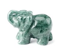 Naapesi Figuritas de Elefante de Cristal 1.5" - Tallado a Mano, Estatuas de Buena Suerte, Energía Curativa - Adornos para Oficina y Casa (Verde)