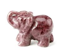 Naapesi Figuritas de Elefante de Cristal 1.5" - Tallado a Mano, Estatuas de Buena Suerte, Energía Curativa - Adornos para Oficina y Casa (Fresa)