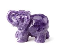 Naapesi Figuritas de Elefante de Cristal 1.5" - Tallado a Mano, Estatuas de Buena Suerte, Energía Curativa - Adornos para Oficina y Casa (Morado)