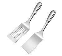 Naapesi Juego de 2 espátulas de acero inoxidable, espátula ranurada plana y para plancha, apta para lavavajillas, perfecta para panqueques, huevos, carnes y más