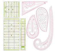 Naapesi Juego de reglas de costura 7 piezas, acrílico y PVC, 15 x 30 cm, curva, triangular, acolchado