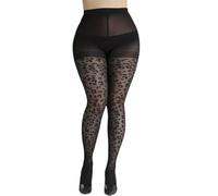 Naapesi Media Mujer Grandes Talles Leopardo - Panty Opaco Elástico con Estampado Animal, Malla Suave para Piernas Gruesas y Curvy, Talla Grande hasta 56