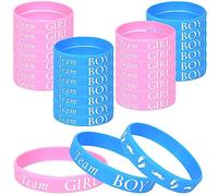 Naapesi Pulseras para Gender Reveal, 30 Piezas Pulseras de Silicona Team Boy y Team Girl de Revelación de Género, Accesorios para Baby Shower Fiesta, Fiesta Revelación de Género Decoración