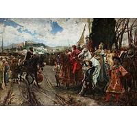 NAAYRASA Pinturas Famosas Impresiones Abstractas Pintura de Póster la rendición de granada de francisco pradilla y ortiz para Decoraciones del Hogar 60x90cm