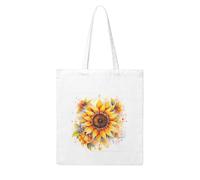 NABEAR Bolsa de compras de lona con diseño de girasol amarillo en aceite, reutilizable y respetuosa con el medio ambiente con estampado de girasol para mujer