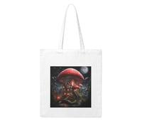NABEAR Bolsa de compras de lona con diseño de hongos rojos en el cielo nocturno, reutilizable y respetuosa con el medio ambiente, con estampado de setas rojas para mujer
