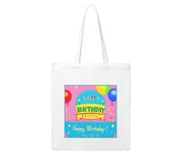 NABEAR Bolsa de compras de lona con globos de feliz cumpleaños, reutilizable, respetuosa con el medio ambiente, con bolsa de hombro impresa para mujer