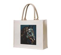 NABEAR Bolsa de transporte de lona con caballos de guerra medievales, bolsa de compras reutilizable ecológica, bolsa de hombro para mujer