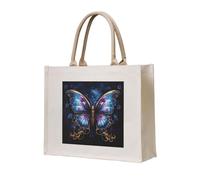 NABEAR Bolsa de transporte de lona con diseño de mariposas ilustradas de fantasía, bolsa de compras reutilizable ecológica, bolsa de hombro para mujer