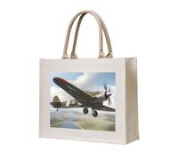 NABEAR Bolsa de transporte de lona para aviones de la Segunda Guerra Mundial, bolsa de compras reutilizable ecológica, bolsa de hombro para mujer