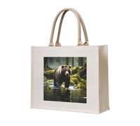 NABEAR Brown Bear Pounce - Bolsa de transporte de lona ecológica, reutilizable, bolsa de hombro para mujer