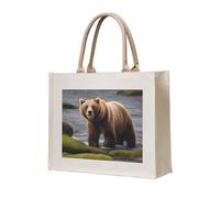 NABEAR Brown Bears - Bolsa de transporte de lona ecológica, reutilizable, bolsa de hombro para mujer