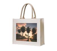 NABEAR Hermosa bolsa de transporte de lona con palmeras, bolsa de compras reutilizable ecológica, bolsa de hombro para mujer