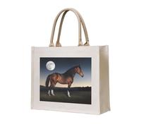 NABEAR Horse Under The Moon - Bolsa de transporte de lona ecológica, reutilizable, bolsa de hombro para mujer