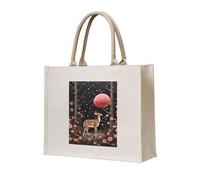NABEAR Lost Deer In The Flowers - Bolsa de transporte de lona ecológica, reutilizable, bolsa de hombro para mujer