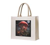 NABEAR Red Mushrooms In The Night Sky - Bolsa de transporte de lona ecológica, reutilizable, bolsa de hombro para mujer