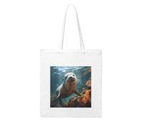 NABEAR Seal Pup In Water - Bolsa de compras de lona reutilizable y ecológica con bolsa de hombro impresa para mujer
