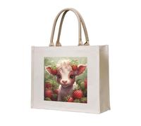 NABEAR Strawberry Cow In The Forest - Bolsa de transporte de lona, ecológica, reutilizable, bolsa de hombro para mujer