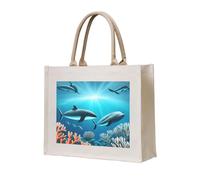 NABEAR Whales Under The Sea - Bolsa de transporte de lona ecológica, reutilizable, bolsa de hombro para mujer