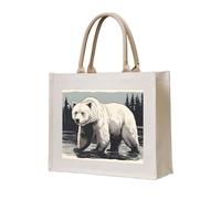 NABEAR White Bear Brown Bear - Bolsa de transporte de lona ecológica, reutilizable, bolsa de hombro para mujer