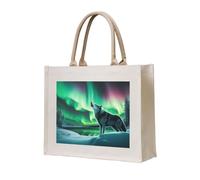 NABEAR Wolves Howl In The Northern Lights - Bolsa de transporte de lona ecológica, reutilizable, bolsa de hombro para mujer