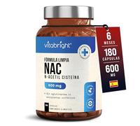 NAC 600 mg | 180 Cápsulas de N-Acetilcisteína | Suministro para 6 Meses | Cápsulas Fáciles de Tragar o Abrir | Complemento Alimenticio con NAC 600 mg - VitaBright