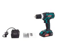 NAC Destornillador inalámbrico, destornillador inalámbrico 20V, 2 velocidades, luz LED, 25 + 1 niveles de torque, 35 Nm, Li-Ion, incluye 1 batería de 2.0Ah, juego de taladros y tornillos