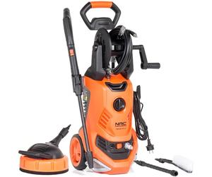 NAC Limpiadora de Alta Presión 2200W 170 Bar - Limpiadora a Presión con Limpiador de Superficies Compacta (11,5 kg) - Bomba de Aluminio 450 l/h, Enrollador de Manguera y Patio Cleaner