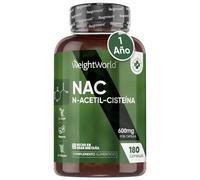NAC N-Acetil-Cisteína 600mg, 180 Cápsulas, 1 Cápsula Cada 2 Días - Apto para Veganos, Sin OGM, Lactosa, Alérgenos ni Gluten, Estándares GMP