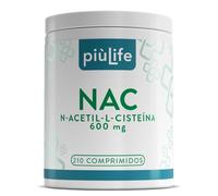 NAC n-acetil-cisteina 600mg PiùLife, 210 Comprimidos | 1 al Día, 7 Meses de Suministro, Síntesis de Glutation, Antioxidante, N Acetilcisteina Defensas Inmunitarias Adultos