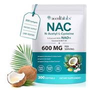 NAC N-Acetil-L-Cisteína 600 mg por porción con NAD+, aceite de coco y aceite MCT, 300 cápsulas blandas, 100 porciones, sin gluten, complemento alimenticio