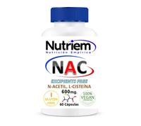 NAC, N-Acetil L-Cisteína 600mg, 60 Cápsulas Vegetales, Sin Gluten, Vegano, con Certificado CE, Antioxidante y Antiinflamatorio, para Salud Respiratoria e Inmunidad, NUTRIEM