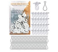 NACETURE 75 ganchos de techo colgantes para colgar, paquete de 25 ganchos de techo resistentes blancos y 50 clips de techo suspendidos para decoración de techo, colgador de azulejos para aula,