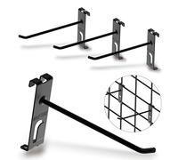NACETURE Ganchos de pared de doble rejilla, 24 unidades, para panel de pared de rejilla, 15 cm, con gancho adicional, ganchos de pared de acero duraderos para colgar accesorios de pared de rejilla de