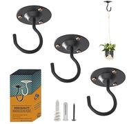 NACETURE - Ganchos de techo para colgar plantas, paquete de 3, colgador para plantas de interior, soporte de metal para plantas, colgadores de hierro para faroles, negro