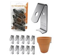 NACETURE Paquete de 12 ganchos para macetas de acero inoxidable, gancho de pared para exteriores, soporte de metal para plantas con capacidad para macetas estándar de 5 a 8 pulgadas