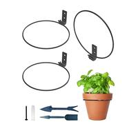 NACETURE Soporte Plegable con Anillo para macetas de Montaje en Pared, colgadores Redondos de Metal de Alta Resistencia para macetas, Soporte para Plantas de Exterior/Interior (20 cm, Paquete de 3)