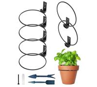 NACETURE Soporte Plegable con Anillo para macetas de Montaje en Pared, colgadores Redondos de Metal de Alta Resistencia para macetas, Soporte para Plantas de Exterior/Interior (15 cm, Paquete de 6)