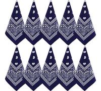 NACHLYNN 10/20 bandanas de cachemira, varios bandanas de poliéster para la cabeza de vaquero, bufanda cuadrada, Azul marino, 22 x 22 inches