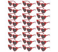 NACHLYNN 24 pares de lentes de sol en forma de corazón para despedida de soltera, gafas de sol vintage con corazón para mujeres, fiestas, bodas (24, rojo)