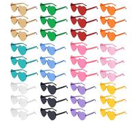 NACHLYNN 48 gafas de sol con forma de corazón para mujer, 12 colores, sin bordes, en forma de corazón, transparentes, color caramelo, para regalos de fiesta