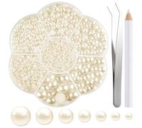 NACHLYNN 6480 Piezas Perlas de Respaldo Plano 7 Tamaños Beige Perlas de Respaldo Plano Perlas Semicirculares para Manualidades Embellecimiento Zapatos Ropa Bolsos Fabricación DIY