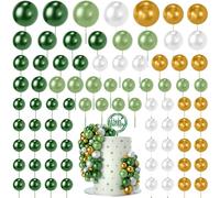 NACHLYNN 80 Piezas de Bolas para Decorar Pasteles, Adornos de Bolas para Pasteles bolas de espuma para Fiestas Bodas Cumpleaños(Serie Verde Blanco)