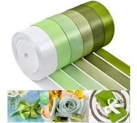 NACHLYNN Cinta de satén verde de 150 yardas (137 m), cinta de tela de poliéster de 1 pulgada (2,5 cm) de ancho, para envolver regalos, bodas, eventos nupciales, baby shower, lazos, Navidad, decoración