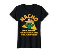 Nacho Promedio 4to Grado Profesor Divertido Cuarto Chiste Juego de Palabra Cita Camiseta gráfica económica, Mujer, Negro, M