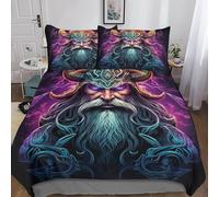 NACHOMACHO Viking Warrior Juegos De Edredón De 3 Piezas con Microfibra- Juego De Ropa De Cama Impresión 3D, Funda De Almohada, con Cremallera para Pareja Niños Niña Double（200x200cm）
