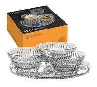 Nachtmann Juego de 4 piezas de 1 plato y 3 cuencos, Ethno, 105766, juego de vajilla de cristal, vajilla apta para lavavajillas