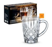 Nachtmann Noblesse - Juego de 2 vasos para bebidas calientes de 11.5 onzas para té, cacao, con corte de diamante, aptos para lavavajillas, duraderos y elegantes, colección Vintage Glass