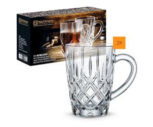 Nachtmann Noblesse - Juego de 2 vasos para bebidas calientes de 11.5 onzas para té, cacao, con corte de diamante, aptos para lavavajillas, duraderos y elegantes, colección Vintage Glass